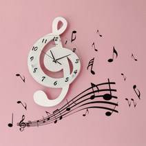 음표 벽시계 음악 연습실 피아노 보컬 학원 인테리어 벽장식, 밀크M52X28.5cm
