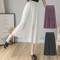 VJSK 쉬폰주름스커트 롱스커트 플리츠주름 3color