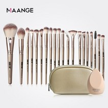 MAANGE Pro-메이크업 브러쉬 세트 메이크업 가방 포함 스폰지 뷰티 파우더 파운데이션 아이섀도우 합성 울 12 18/20 개, 20pcs brown with bag, 러시아