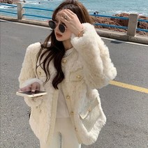 겨울 크롭 퍼 자켓 한국 울 코트 여성 넥 모피 여성 가을 두꺼운 따뜻한 코트