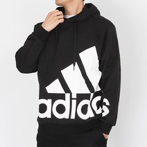 아디다스 기모 후드티 Essentials Giant Logo 큰 로고 플리스 후디 블랙