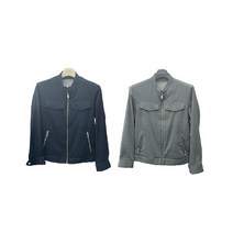 코오롱 커스텀멜로우 남성 시어서커 자켓 그레이 네이비 코튼 포켓 디테일 헨리넥 캐주얼 점퍼 C9UAM20211 GYX NYX