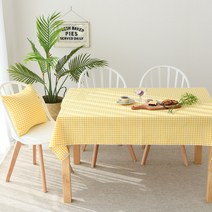 찬미디자인 4인용식탁보 미니체크, 옐로우