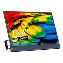 휴대용 포터블 모니터 게이밍 확장형 게이머 FHD 초박형 QLED sRGB 화면 스피커 스탠드 포함 Xbox PS4 5 노트북 맥북용 USB C HDMI 인치, 01 133FCJ_03 AU 플러그