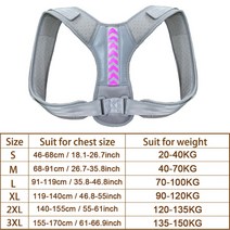 굽은등 굽은어께 허리 라운드어깨 바른자세교정 밴드 남성용 의료용 등 자세 조절식 교정기 어깨 쇄골 지, 11 Grey Pink_06 3XL