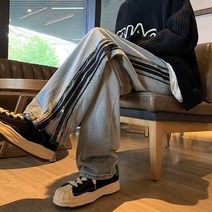 빈티지데님팬츠 아메카지스타일 HIPHOP 옆 사이드 지퍼 바지남자 고가 VIBE 일자통바지 K5917 4993282032