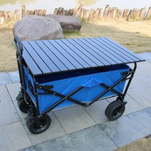 야외캠프트롤리 접이식테이블보드 쇼핑카트 스톨트롤리 낚시작은트레일러 스몰트레일러 캠핑트레일러 캠핑수레 미니트레일러 캠핑테이블매트, 와이드 휠 트레일러 블루2