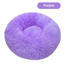 개 애완 동물 침대 개집 둥근 고양이 겨울 따뜻한 침낭 긴 봉제 슈퍼 부드러운 강아지 쿠션 매트 용품, [02] 50cm, [08] purple