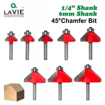 드릴비트 비트 Lavie 1pc 6mm 6 35mm 생크 45도 모따기 라우터 에지 형성 베벨 목공 밀링 커터 나무 mc01130, 48.9mm, 6.35mm 생크