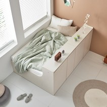 트와이스 수납침대 슈퍼싱글 파티션 벙커 옷장 수납장, 화이트_WNB082WX