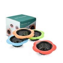배수구망 싱크대 음식물 거름망 꽃 모양 실리콘 4set, 4개, 1세트