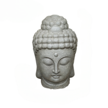 정원조형물 불상 야외 정원 중국식 빈티지 장식 석상, 불두상(18x18x31cm)