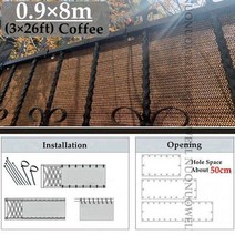 울타리 가림막 안티 uv 커피 태양 그늘 그물 발코니 레일 안전 그물 테라스 바람 장벽 그물 프라이버시 스크린 그물, 0.9x8m