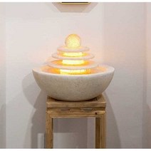 실내 분수대 소형 인공 폭포 물레방아 가습기 선물, 검은색 - 등불