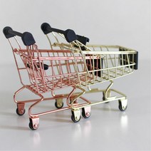 실감나는 미니 쇼핑 카트 미니어쳐 소품 소납 데코레이션 좁은집인테리어 카페 협탁 책상 현관, 골드_L