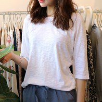 메리앤유 소프트한 슬라브면 7부소매 라운드 티셔츠 반팔