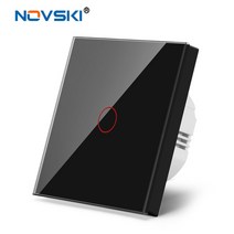 iot스위치 Novski-벽 터치 스위치 220V Eu 표준 Gehard Kristallen Glazen 패널 전원 1/2/3 갱 단방향 조명 센서, 블랙 터치 1 갱, 01 black touch 1 gang