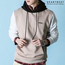 하트비트 라엔키 후드티 베이직핏 배색 긴팔 티셔츠 커플룩 단체복 남자 여자 남여공용 빅사이즈 커플티 단체티