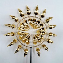 키네틱아트 독특하고 마법 같은 금속 풍차 3D 풍력 운동 조각 잔디 바람 태양열 스피너 마당 및 정원 장식, [02] gold