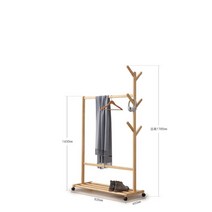 ​사다리 옷걸이 세우는 행거 낮은 긴옷 바퀴달린 코트랙 거실 우드 현관 나무 모던 심플, 라지 원목색