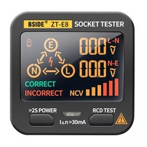 디지털 소켓 테스터 BSIDE ZT E8 스마트 LCD 콘센트 검사기 NCV 테스트, 협력사, ZT-E8 EBTN 디스플레이, EU 플러그