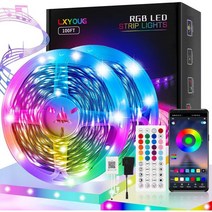 100ft Led Lights for Bedroom APP Control Music Sync 색상ChangingUltra Long RGB 5050 Strip with 44키s IR, 100ft-2rolls