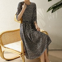 스타일아유 여성 프렌치 도트 땡땡이 썸머 오버핏 플레어 셔링 맥시 롱원피스 데이트룩 바캉스룩