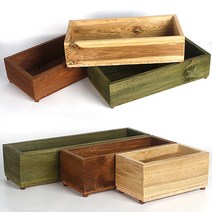 순둥이네화분 중형 방부목 화분/직사각 나무화분/인테리어, 4 ) 43x21x11cm 내추럴