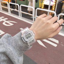 찐알짜 투명 클리어 전자 우레탄 손목 디지털 시계, 투명전자시계