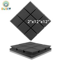 방음판 방방음 흡음제 문 격리 벽 스티커 패널 개 방음 스튜디오 어쿠스틱 처리 폼, 24 Pcs, PMFK3x3-Black, High Density