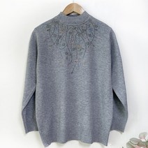 국민할매 엄마옷 할머니옷 나리꽃 반목 도톰한 스웨터 니트 티셔츠[MMS-R3] 겨울 실내복