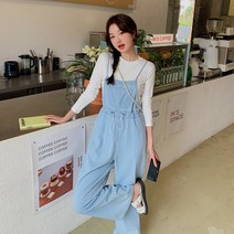 소프트 데님 봄여름 멜빵바지 코디 슬림 패션 캐주얼 여성 팬츠