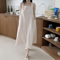 이지인이지 여성 여름 롱원피스 린넨원피스 스퀘어넥 나시원피스