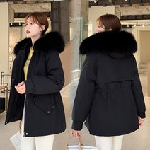 여성스러운 퍼 안감 후드 집업 스트링 숏점퍼