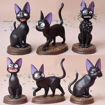 애니메이션 피규어 키키의 배달 서비스 영화 주변 Jiji 액션 피규어 일본 검은 고양이 6 개 세트 Pvc 소재 선물 완구, set of 6, opp bag