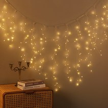 LED 리모컨 커튼가랜드지네전구 (250PUSB방식), 조화침엽가랜드(180cm)추가