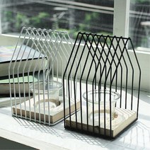 티라이트 심플 집모양 미니촛대 우드 캔들홀더, 크림