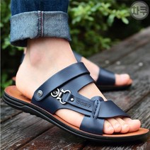 차쿠 남성 중년 아빠 가죽 샌들 슬리퍼