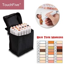 음주 측정기 TOUCHFIVE 122436 색 마커 스킨 톤 세트 아트 펜 아티스트 듀얼, 24 Colors With Bag