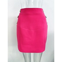 하이 스트리트 패션 디자이너 여성 메탈 라이온 버튼 미니 스커트 핫 핑크