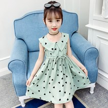 여아원피스 꾸안꾸 심플 하트무늬 민소매 원피스