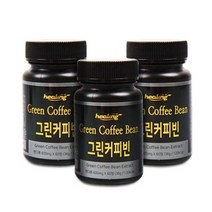 힐링 그린커피빈100% 60정x3통 추출분말 환 리얼 생두가루 디카페인 비타민C 클로로겐산 폴리페놀 항산화 로스팅하지않은원두 볶지않은커피 간편한 인도산 생원두 안전한 믿고먹을수있는, 600mg, 180정