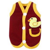 OEM 귀여운 러버덕 도안 강아지 고양이 코튼 나시 반려동물, Wine Red_2XS