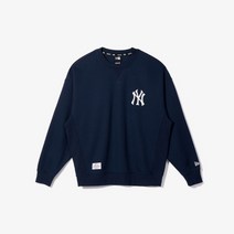 백화점상품 뉴에라 MLB 3D 오버핏 뉴욕 양키스 엠블럼 맨투맨 네이비