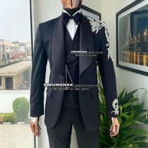 남성용 우아한 웨딩 수트 정장 신부 드레스 비즈 재킷 조끼 바지 파티 턱시도 블랙 3 피스 2022, Customer Size, 빨간
