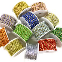 꽈배기 끈 만들기 재료 금사+분홍, 50개