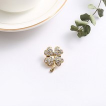 1+1 네잎클로버뱃지 행운 응원 선물 수유역 노점 럭키 커플 남여공용 네잎클로버 브로치, AA