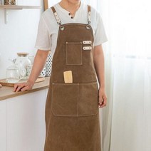 빈티지워싱면앞치마 카페 바리스타 주방용 앞치마, 카키