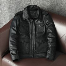 헌터 가죽 자켓 남자 빅사이즈 5XL 카우하이드 멀티 포켓 숏츠 가죽 점퍼