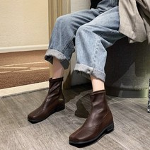 홀리버니 쫀쫀해서 편안한 여성 스퀘어 삭스부츠 로우힐 지퍼